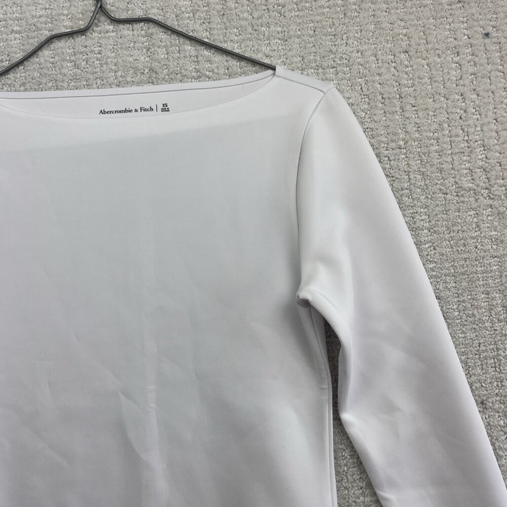Abercrombie & Fitch Women’s Size XS Long-Sleeve Slim Strech Top White Preppy - Picture 3 of 14